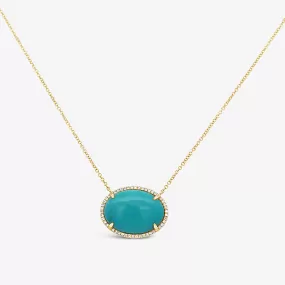 Sleeping Beauty 11.00CT Turquoise & Diamond Halo Necklace