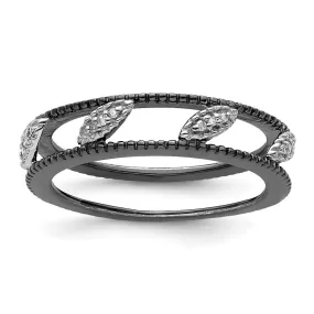 Stackable Expressions Ruthenium-Plated Diamond Jacket Ring in Sterling Silver